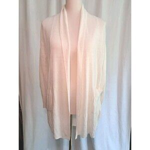 J.Crew Linen Blend Open Cardigan Long Sleeves White Pockets L5624 Size S